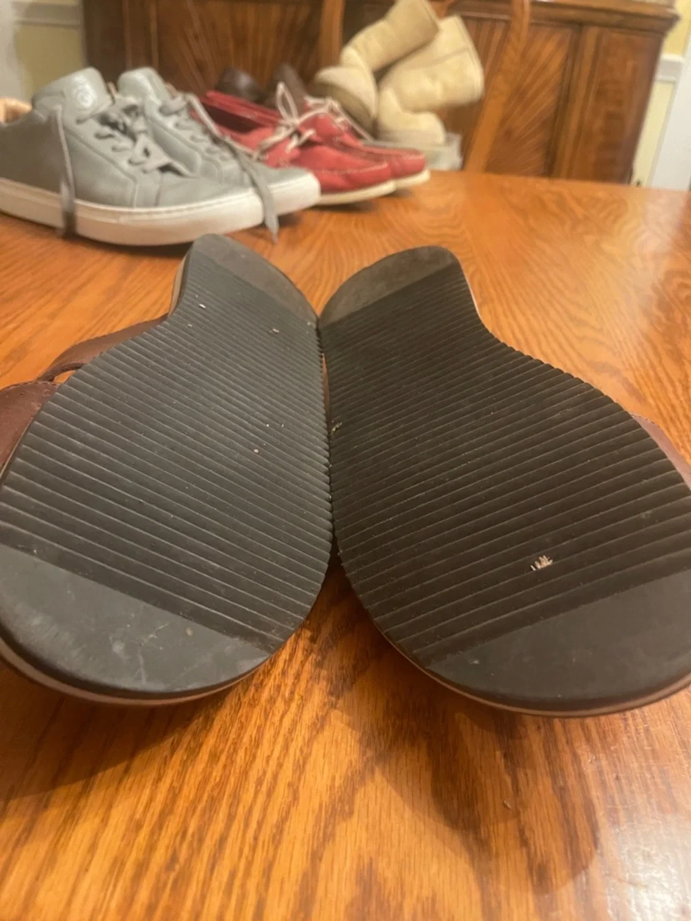 Allen Edmonds Brown Leather Cross-Strap Slide Sandals - Picture 3 of 3